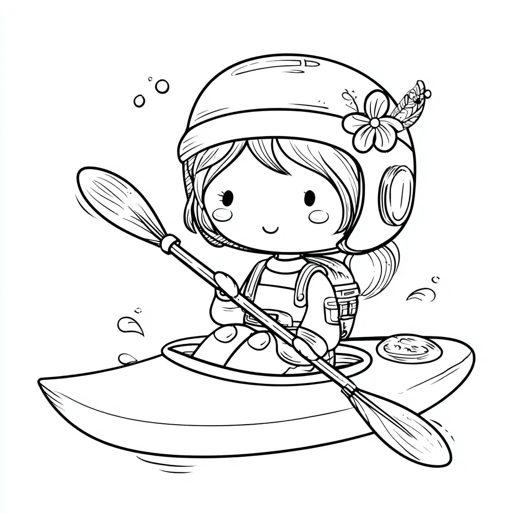Dibujo de piragüista kawaii para colorear Dibujo de piragüista kawaii para colorear