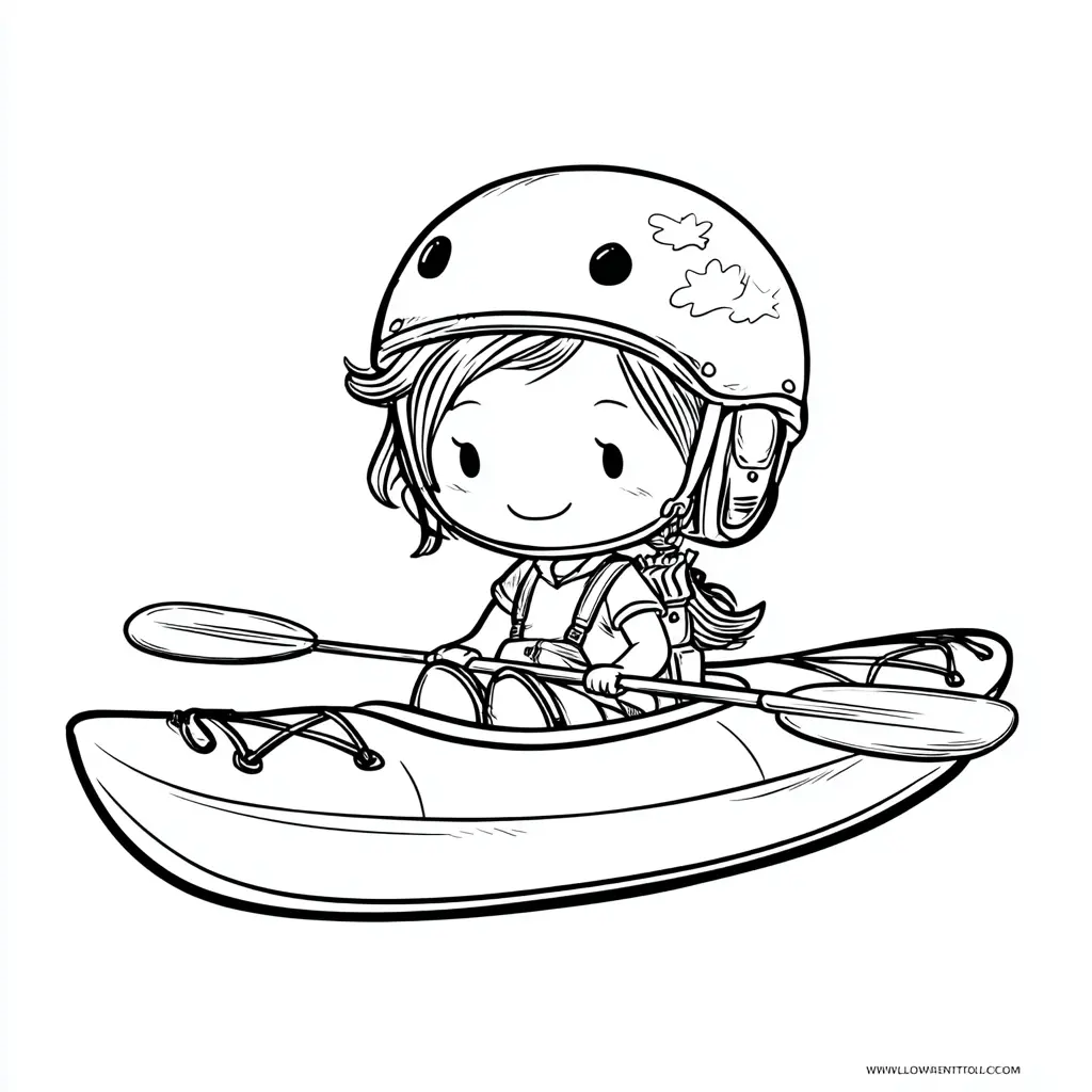 Dibujo de piragüista simpática para colorear Dibujo de piragüista simpática para colorear