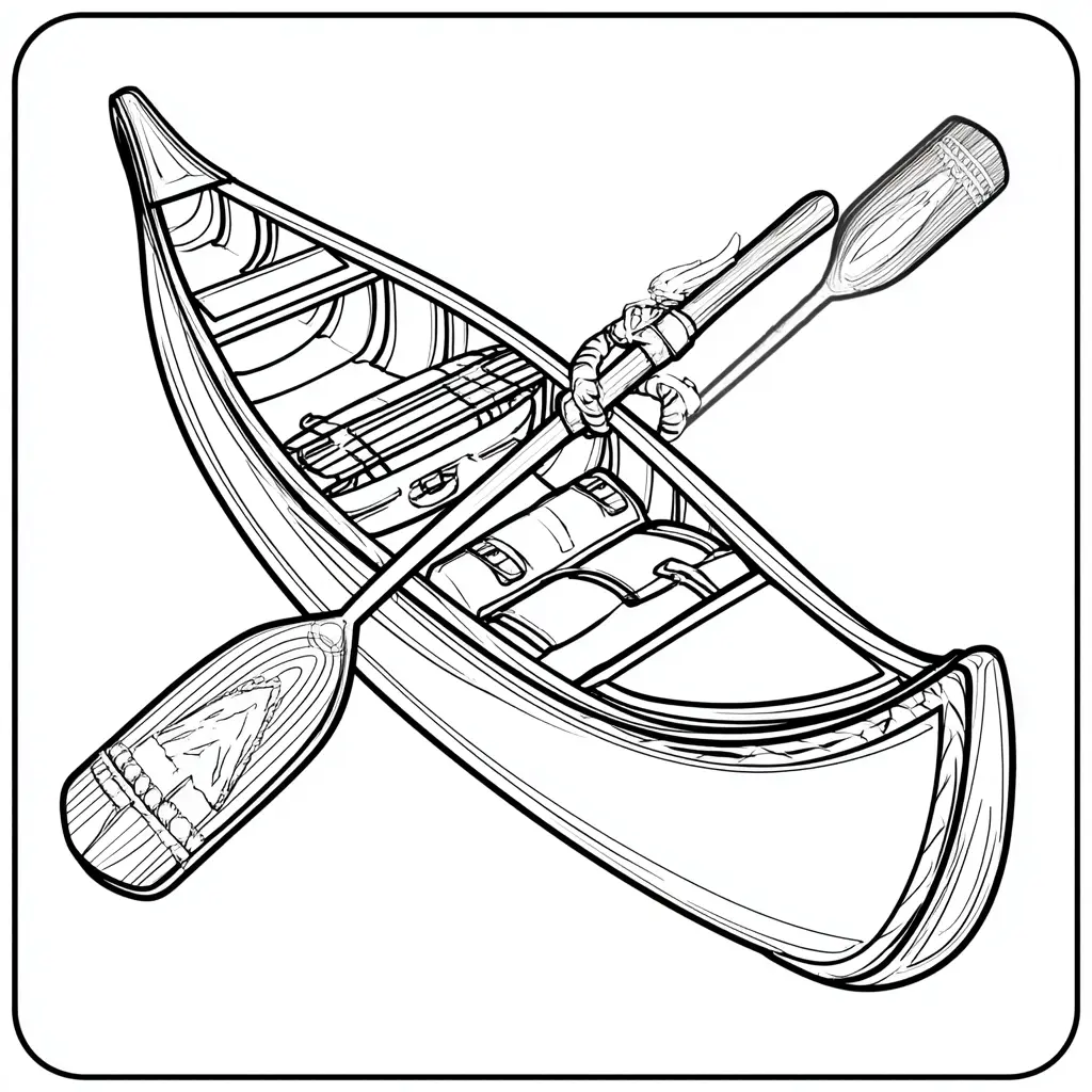 Dibujo de canoa y remos para colorear Dibujo de canoa y remos para colorear