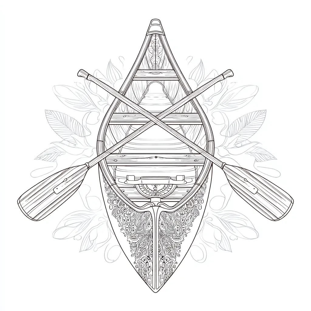 Dibujo de canoa con remos cruzados para colorear Dibujo de canoa con remos cruzados para colorear