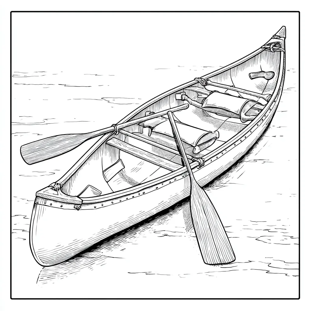 Dibujo de canoa con remos para colorear Dibujo de canoa con remos para colorear
