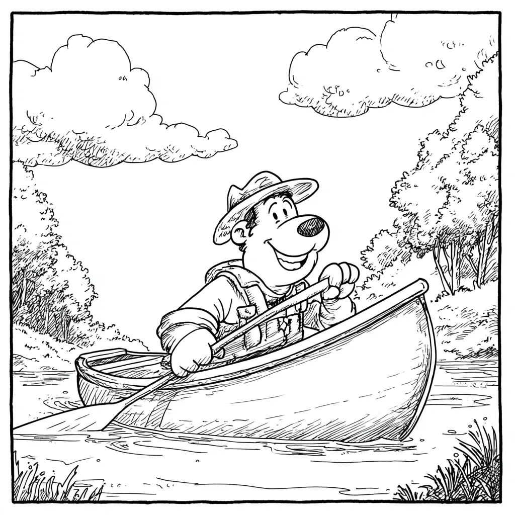 Dibujo de remando en el río para colorear Dibujo de remando en el río para colorear