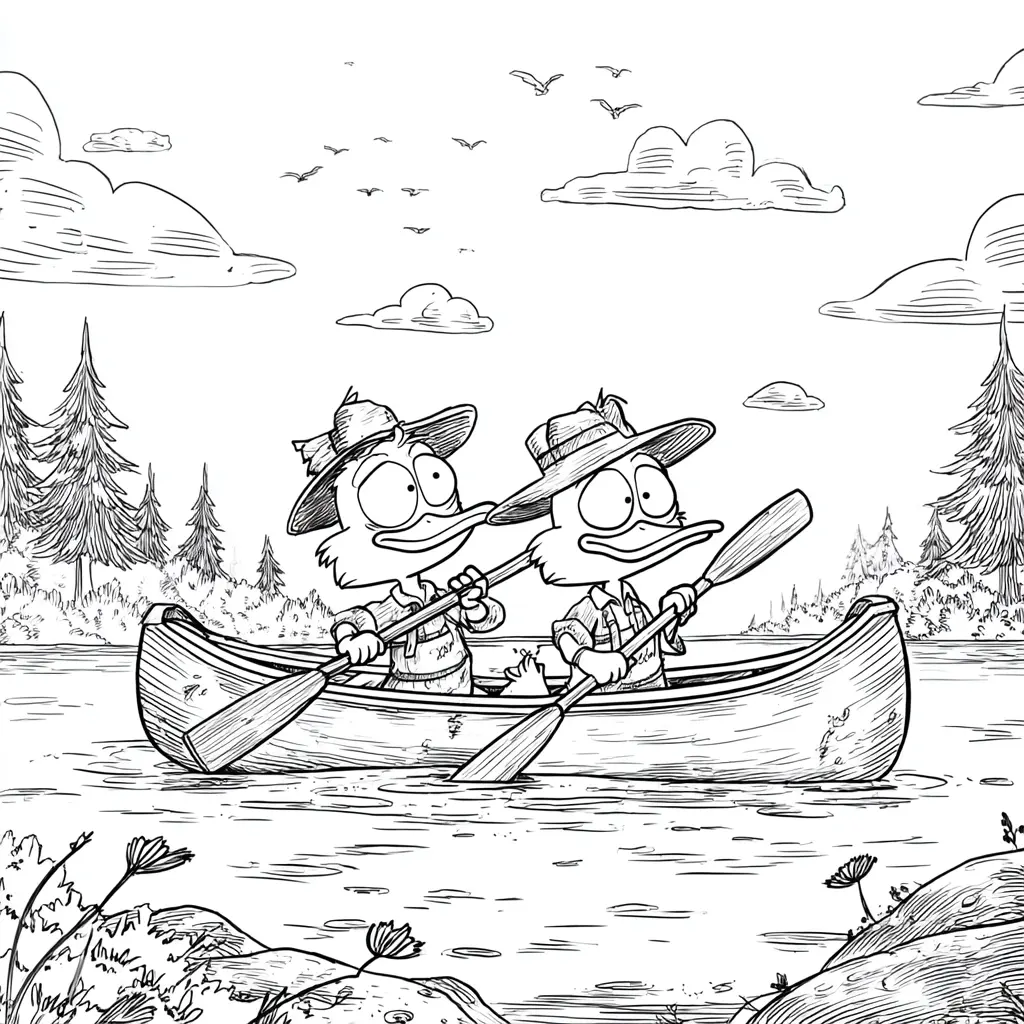 Dibujo de dos patitos remando para colorear Dibujo de dos patitos remando para colorear