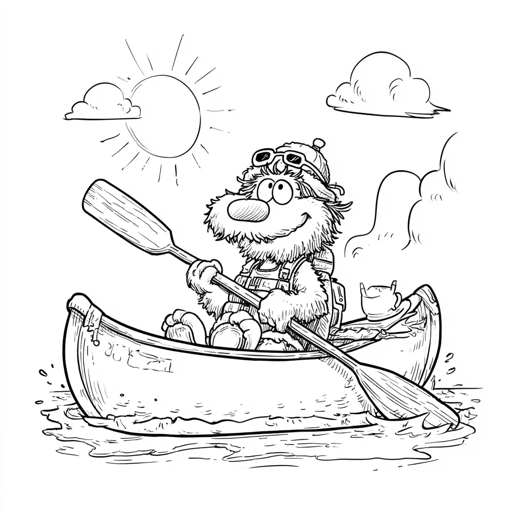 Dibujo de caricatura de un remero para colorear Dibujo de caricatura de un remero para colorear