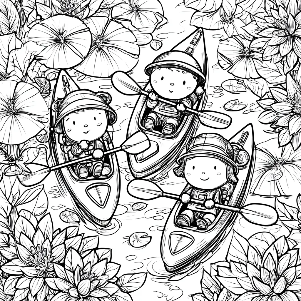Dibujo de amigos entre remos y flores para colorear Dibujo de amigos entre remos y flores para colorear