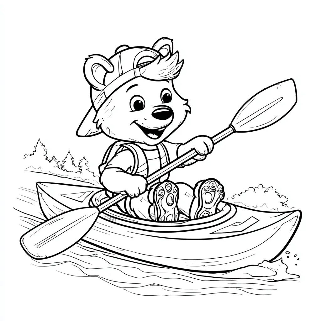Dibujo de canoísta divertido para colorear Dibujo de canoísta divertido para colorear