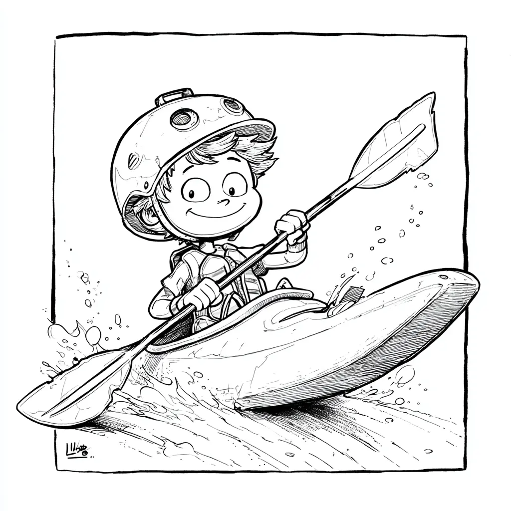 Dibujo de piragüista animado para colorear Dibujo de piragüista animado para colorear