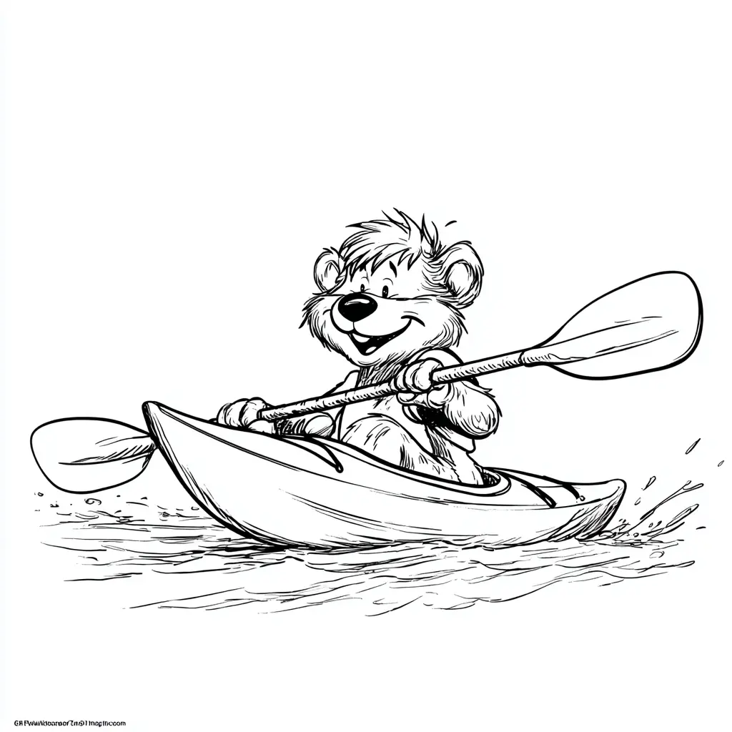Dibujo de osito en canoa para colorear Dibujo de osito en canoa para colorear