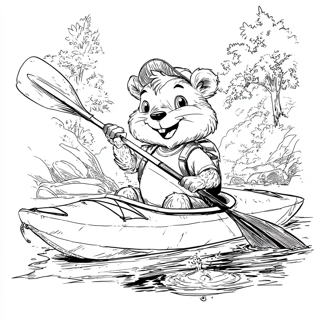 Dibujo de osito de excursión en canoa para colorear Dibujo de osito de excursión en canoa para colorear