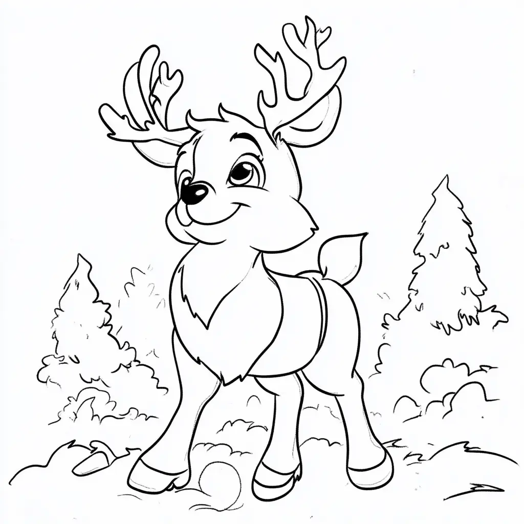 Dibujo de reno soñador para colorear