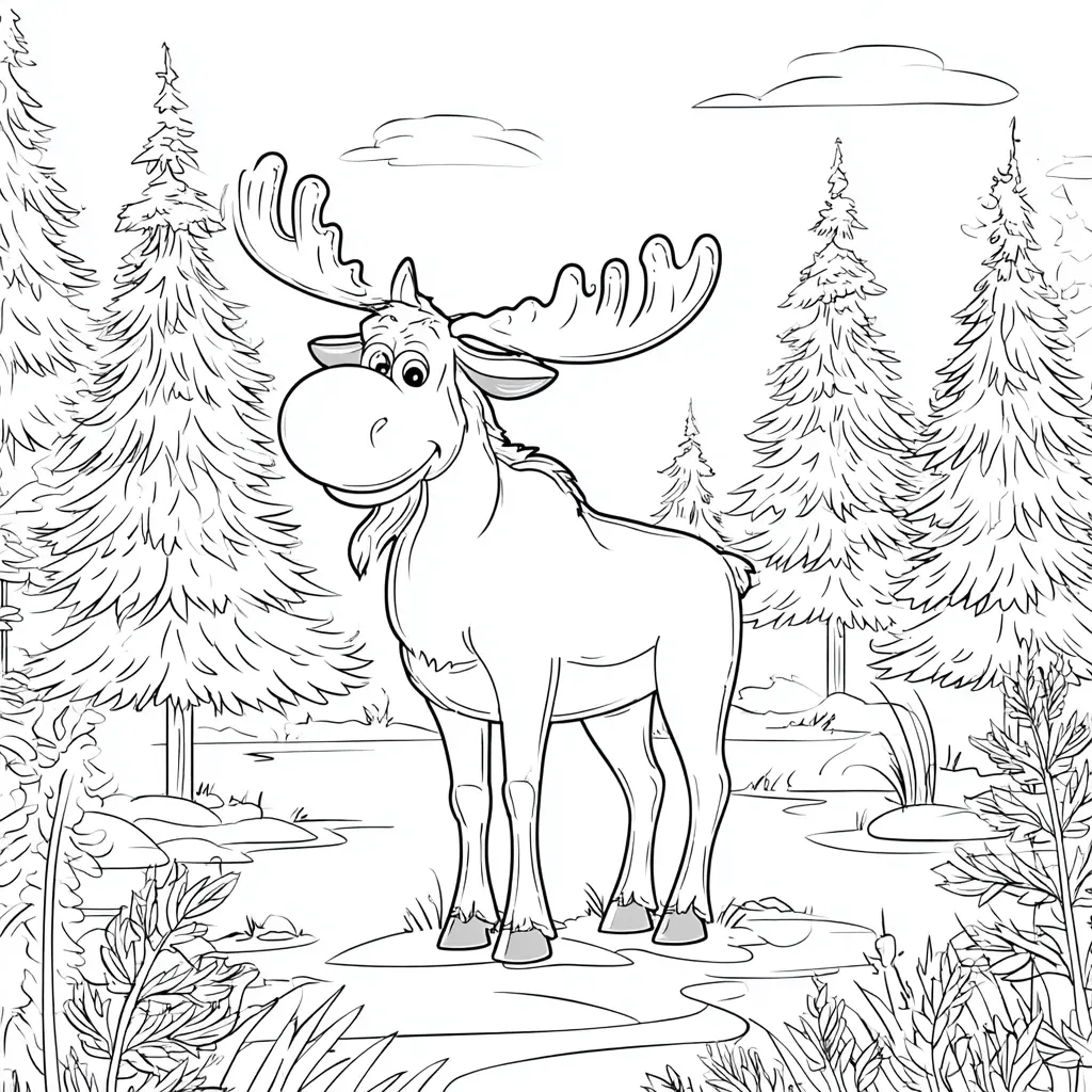Dibujo de el majestuoso alce del bosque para colorear