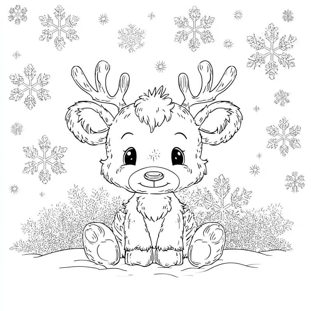 Dibujo de el reno más dulce en Navidad para colorear
