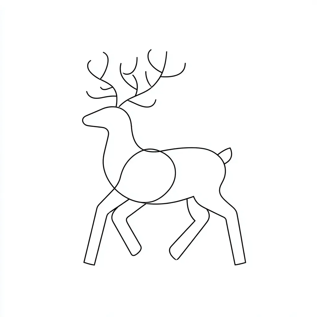 Dibujo de figura de reno fácil para colorear