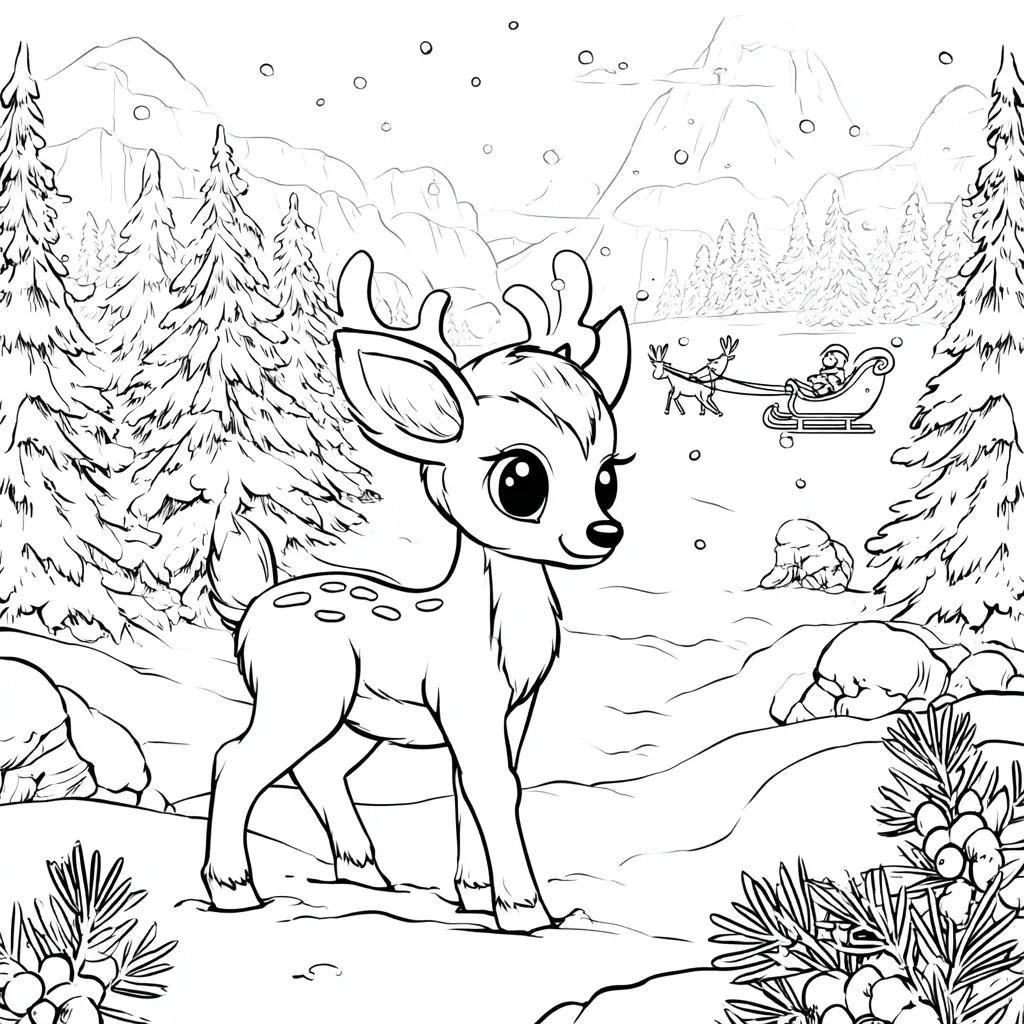 Dibujo de reno navideño para colorear