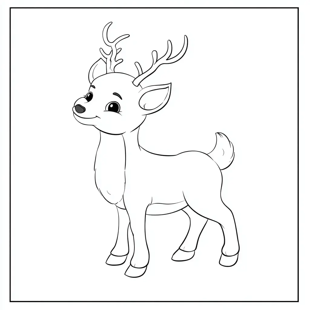 Dibujo de reno sonriente para colorear