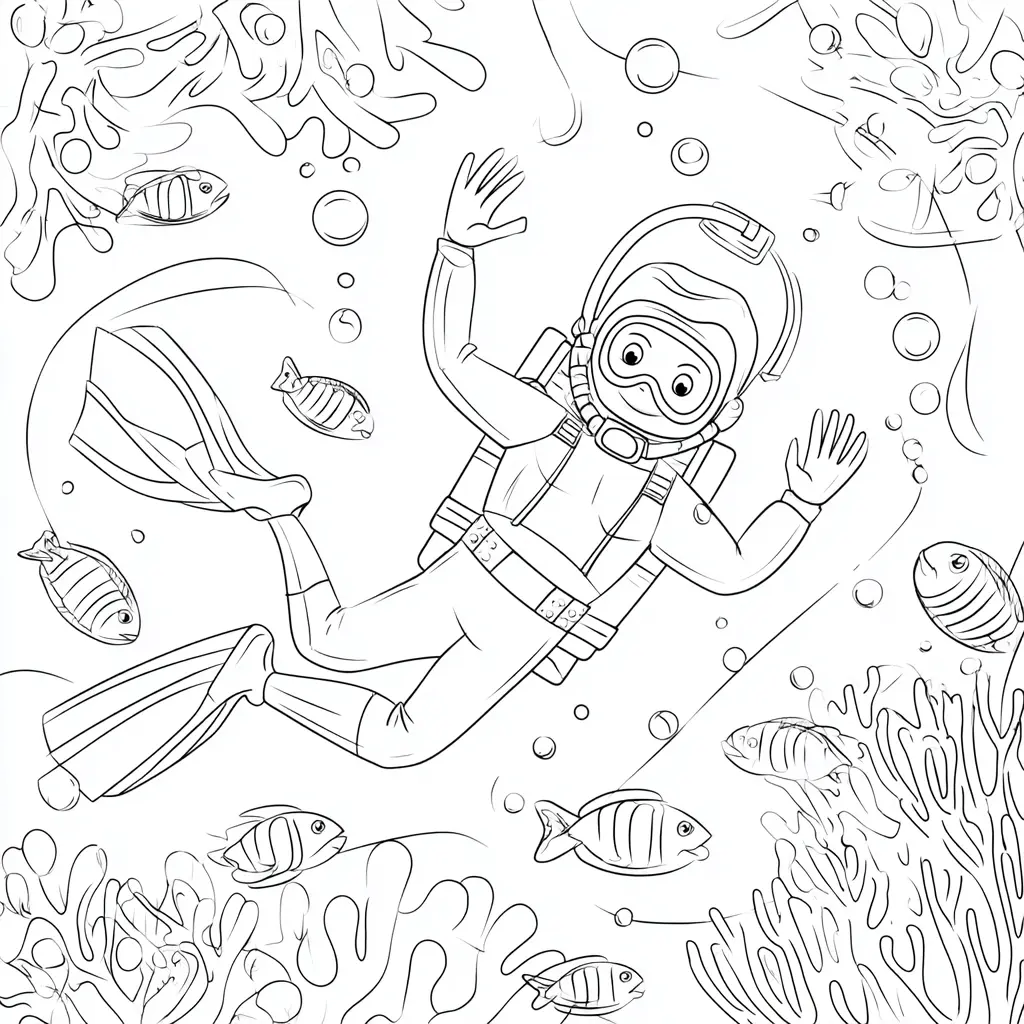 Dibujo de disfrutando bajo el mar para colorear Dibujo de disfrutando bajo el mar para colorear