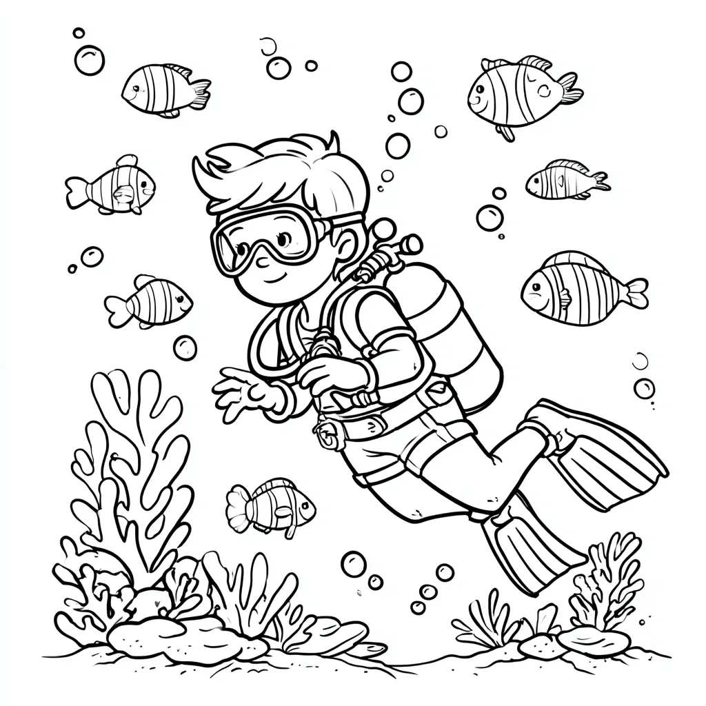 Dibujo de explorando el fondo del mar para colorear Dibujo de explorando el fondo del mar para colorear