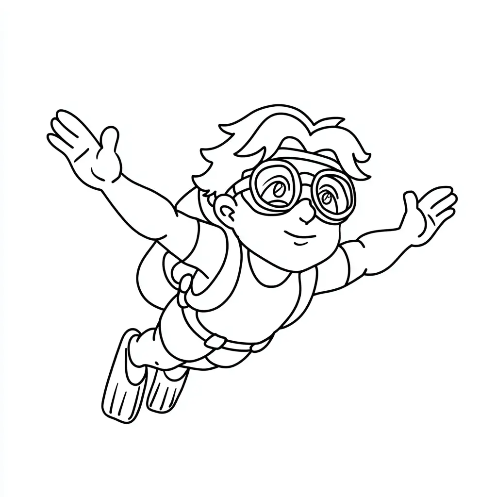 Dibujo de pose de submarinista para colorear Dibujo de pose de submarinista para colorear