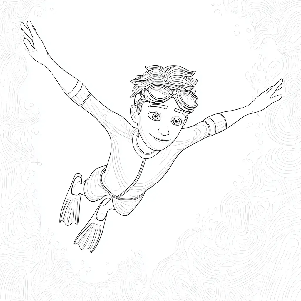 Dibujo de postura de buceador para colorear Dibujo de postura de buceador para colorear