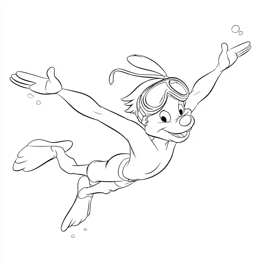 Dibujo de personaje animado bajo el agua para colorear Dibujo de personaje animado bajo el agua para colorear