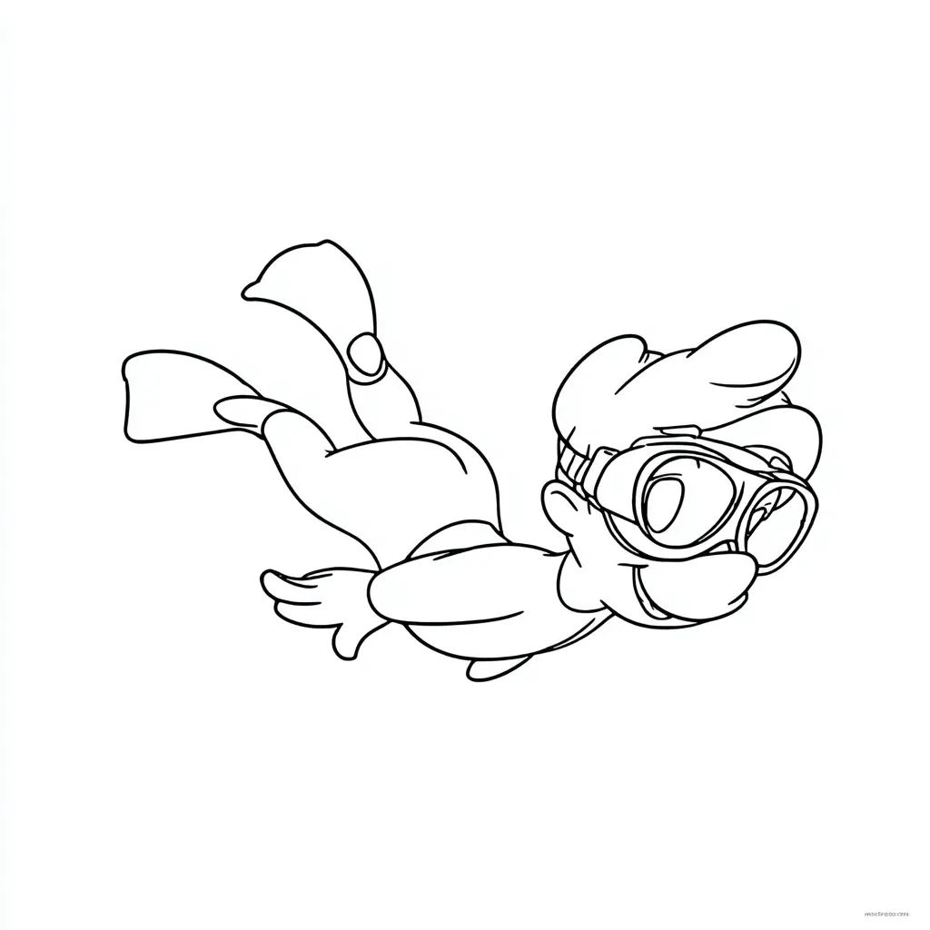 Dibujo de caricatura de buceador para colorear Dibujo de caricatura de buceador para colorear