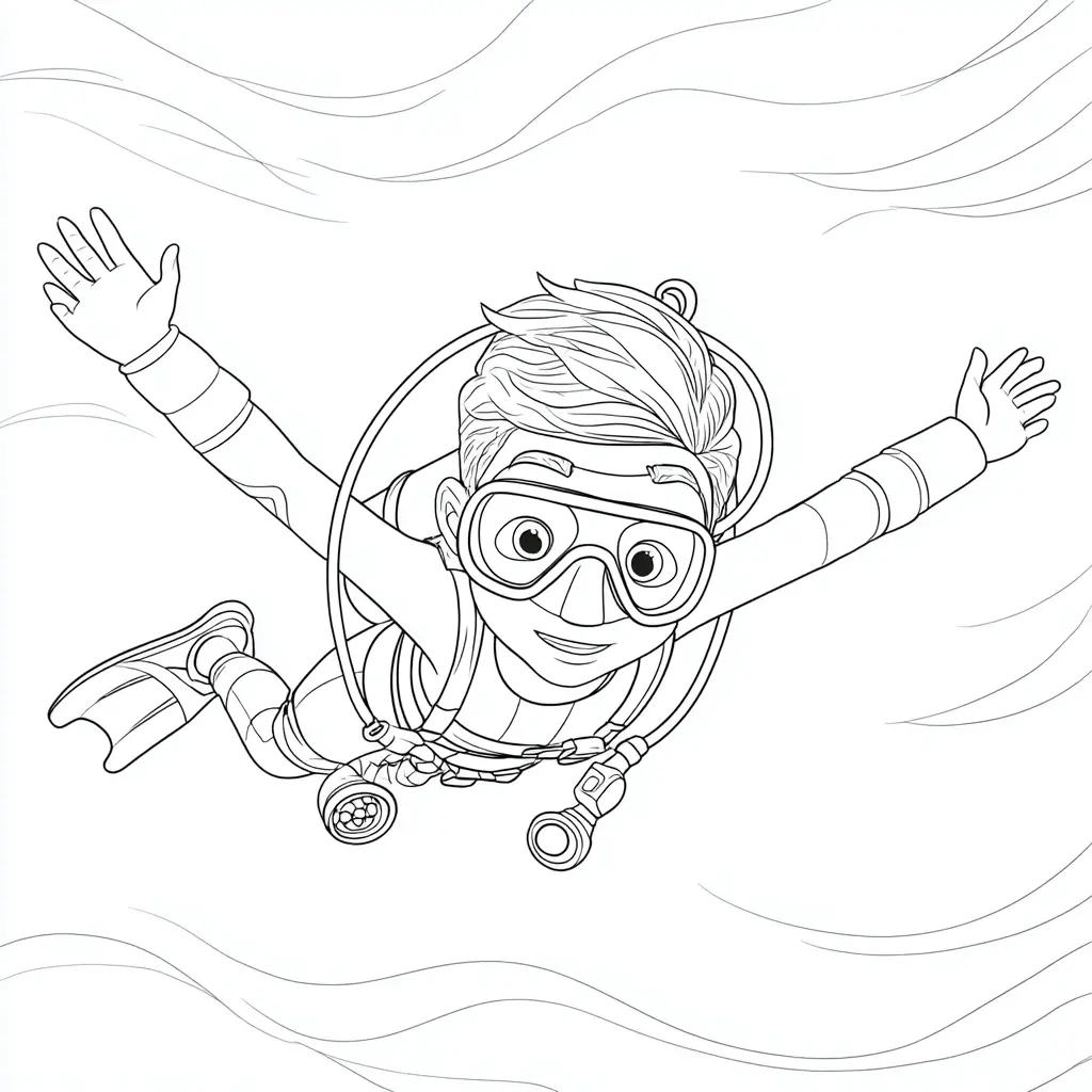 Dibujo de disfrutando del submarinismo para colorear Dibujo de disfrutando del submarinismo para colorear