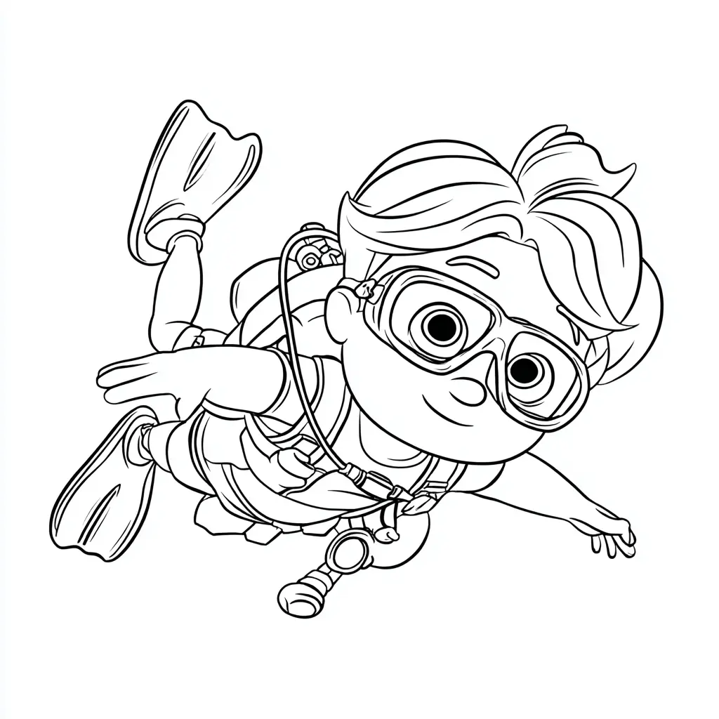 Dibujo de joven buceador para colorear Dibujo de joven buceador para colorear