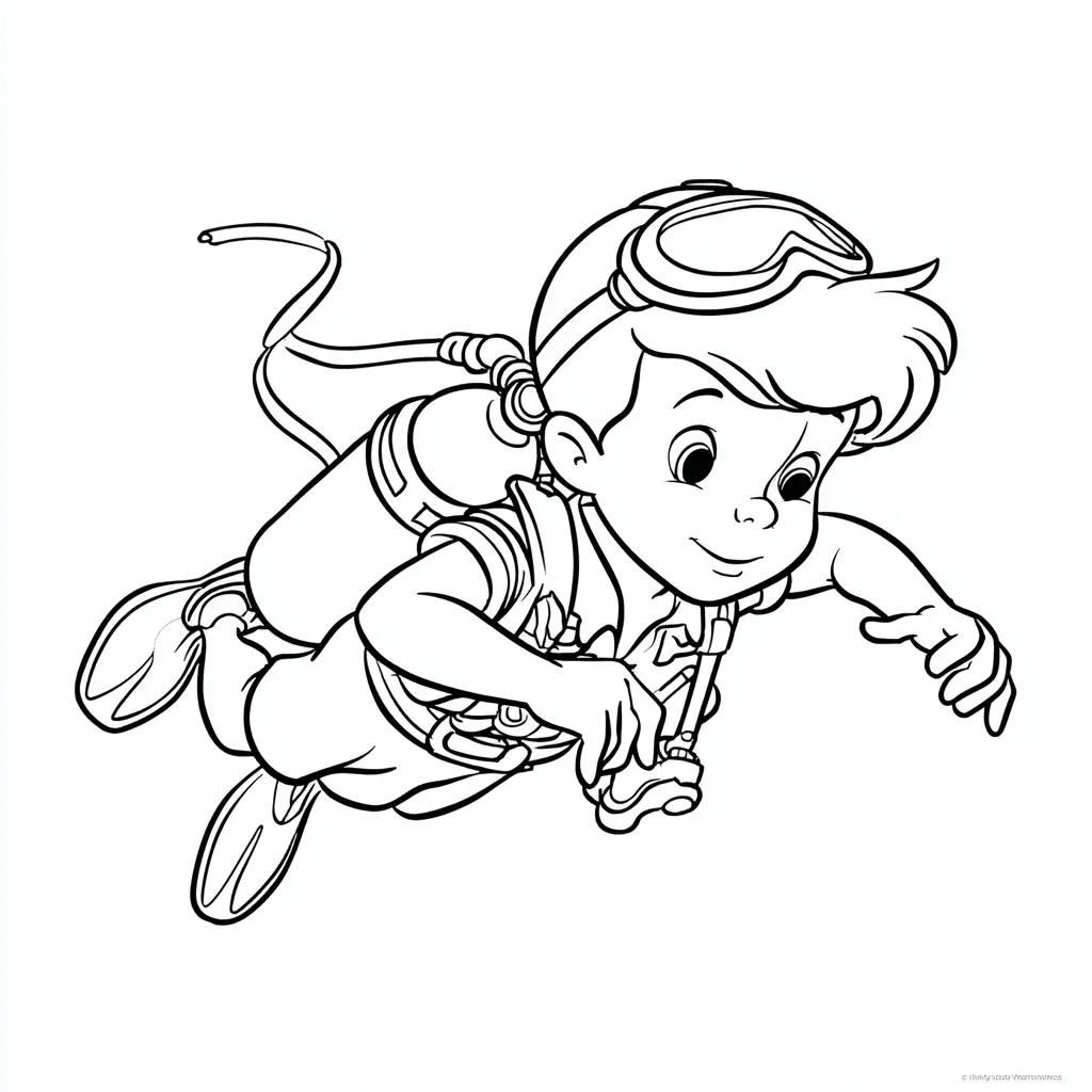 Dibujo de muchacho buceador para colorear Dibujo de muchacho buceador para colorear