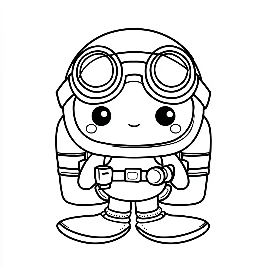 Dibujo de submarinista kawaii para colorear Dibujo de submarinista kawaii para colorear