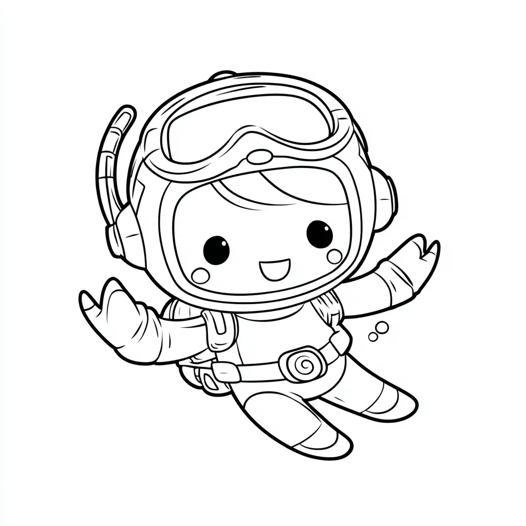 Dibujo de joven submarinista kawaii para colorear Dibujo de joven submarinista kawaii para colorear