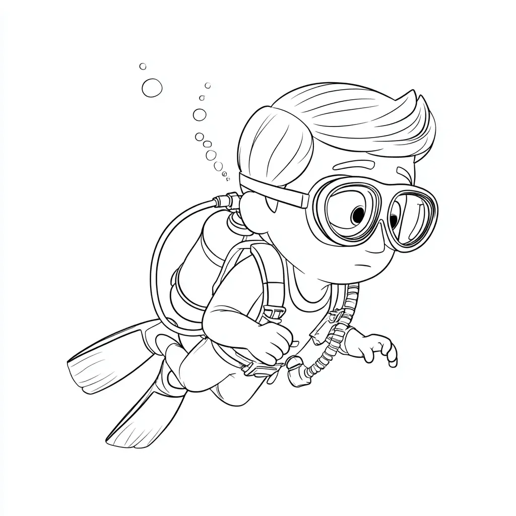 Dibujo de principiante de buzo para colorear Dibujo de principiante de buzo para colorear