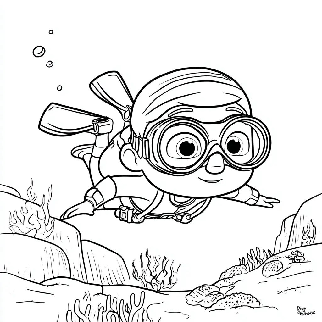 Dibujo de buzo explorador para colorear Dibujo de buzo explorador para colorear