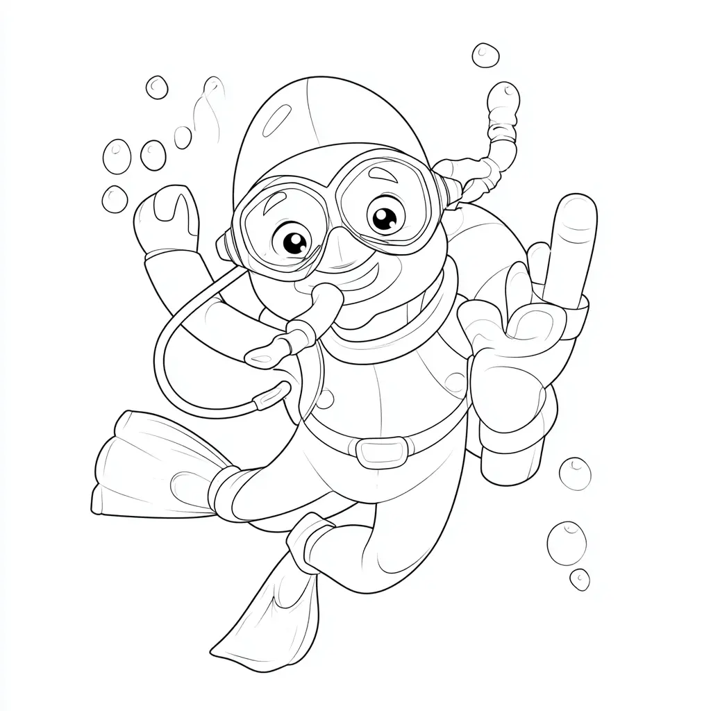 Dibujo de buzo profesional para colorear Dibujo de buzo profesional para colorear
