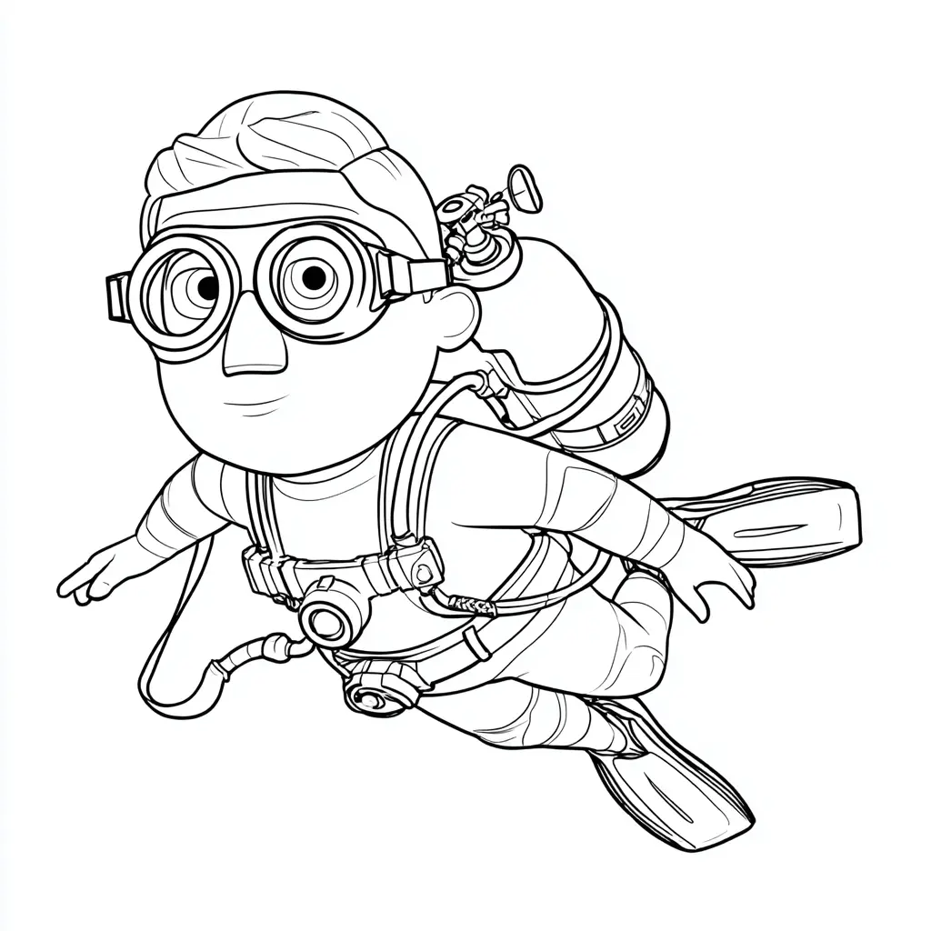 Dibujo de equipado para bucear para colorear Dibujo de equipado para bucear para colorear