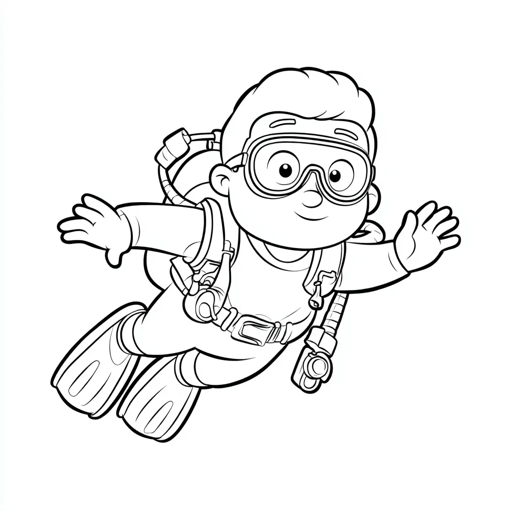 Dibujo de buceador saludando para colorear Dibujo de buceador saludando para colorear