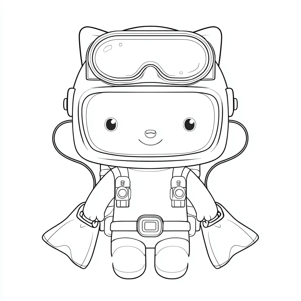 Dibujo de buzo kawaii con aletas para colorear Dibujo de buzo kawaii con aletas para colorear