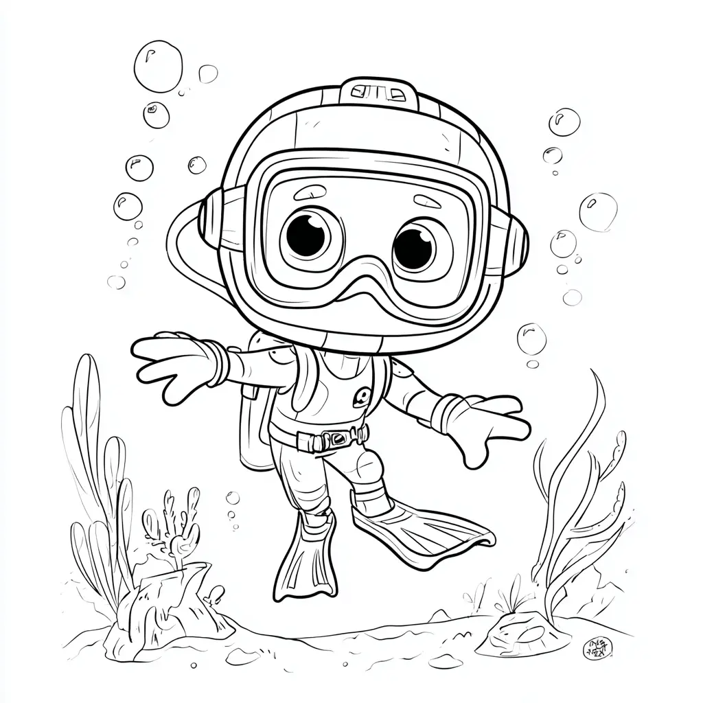Dibujo de submarinista curioso para colorear Dibujo de submarinista curioso para colorear