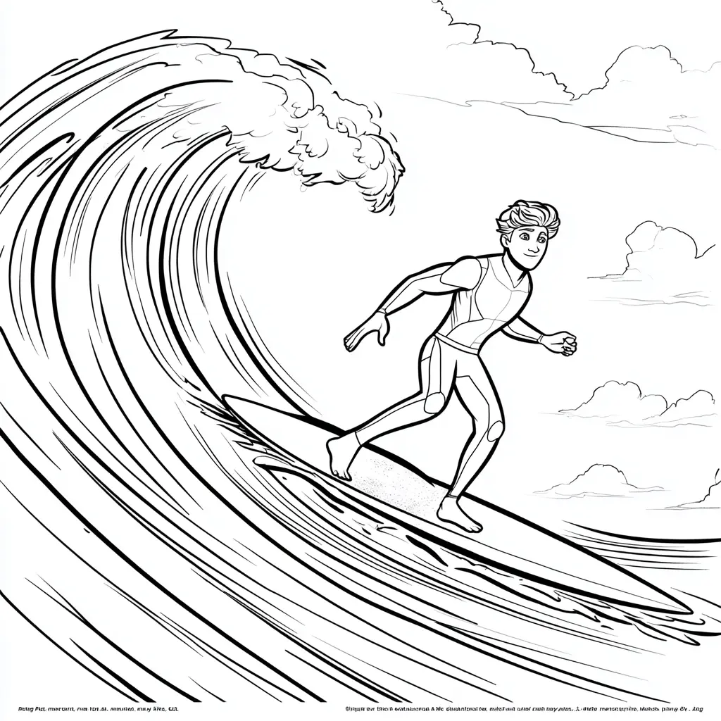 Dibujo de deslizándose bajo una ola para colorear Dibujo de deslizándose bajo una ola para colorear