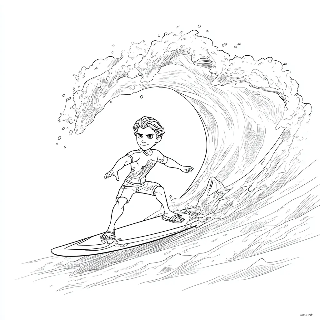 Dibujo de surfista intrépido para colorear Dibujo de surfista intrépido para colorear