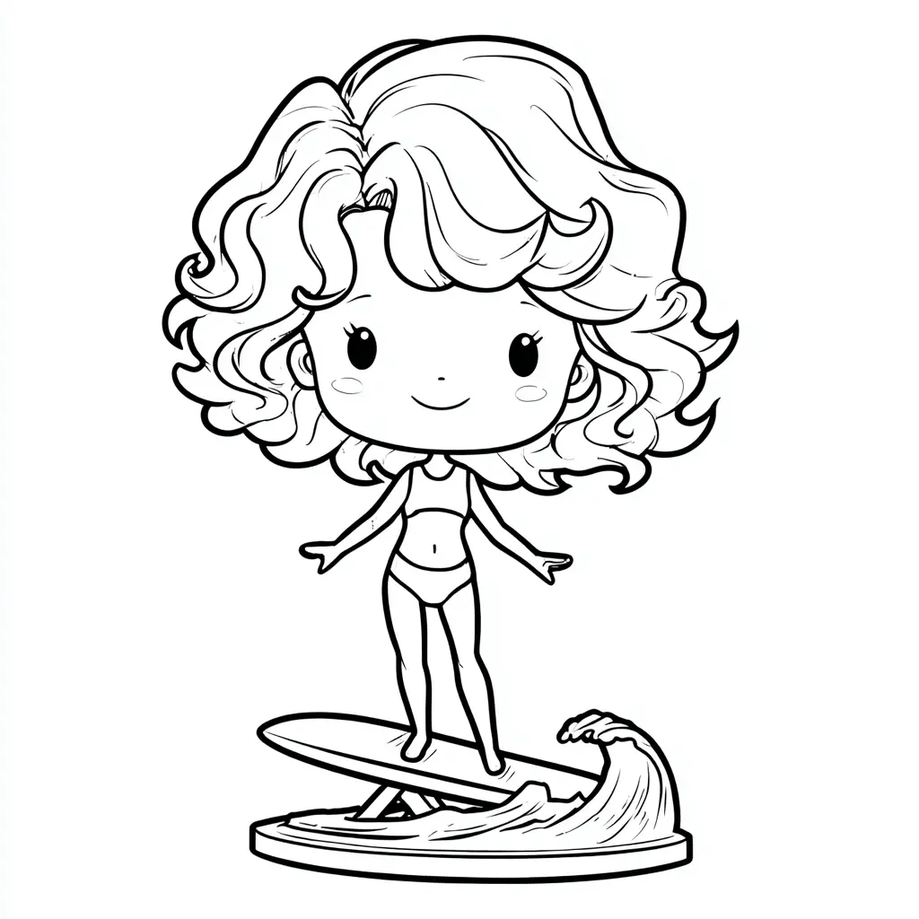 Dibujo de la pequeña surfista para colorear Dibujo de la pequeña surfista para colorear