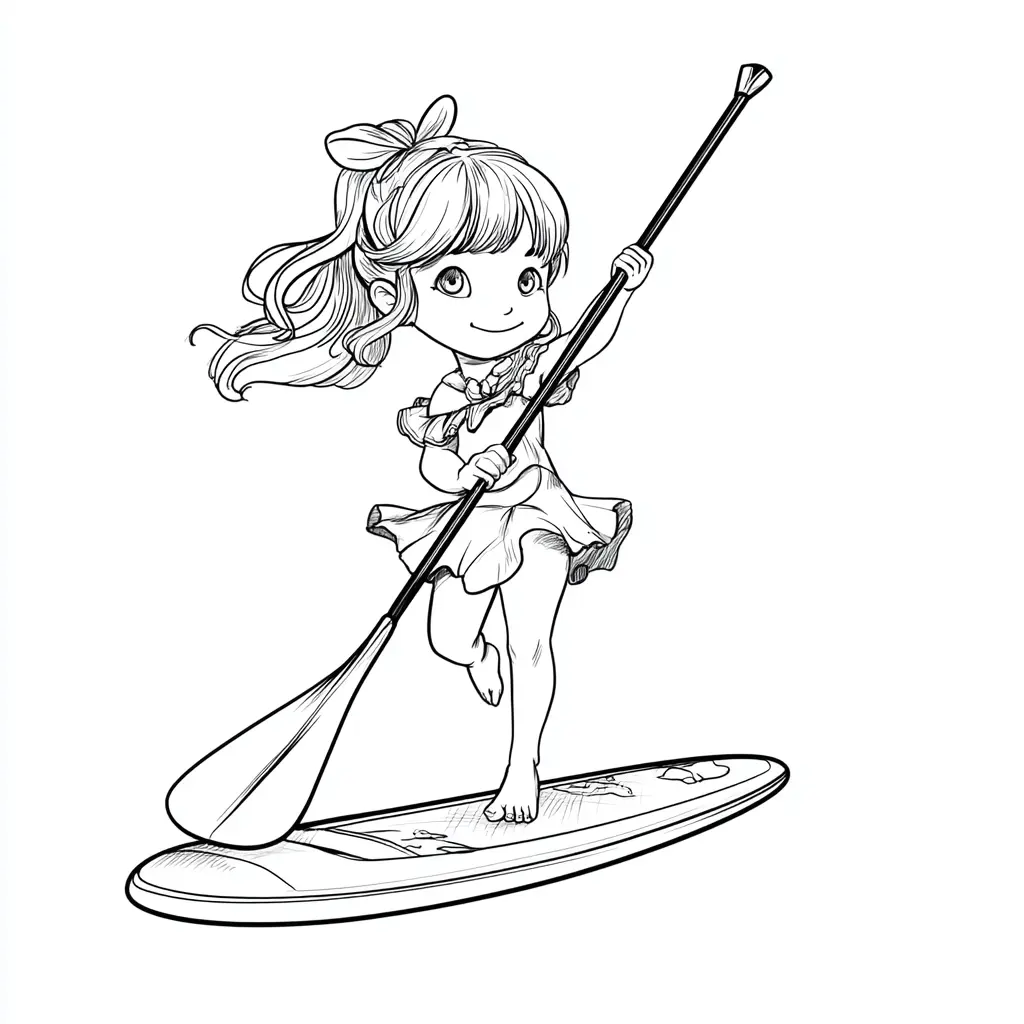 Dibujo de niña padelsurfista para colorear Dibujo de niña padelsurfista para colorear