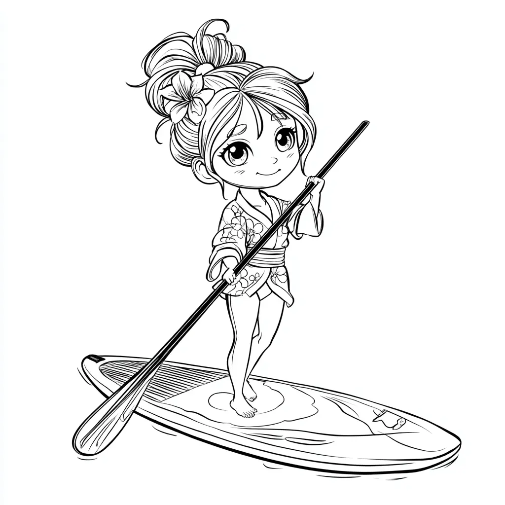 Dibujo de padelsurfista hawaiana para colorear Dibujo de padelsurfista hawaiana para colorear