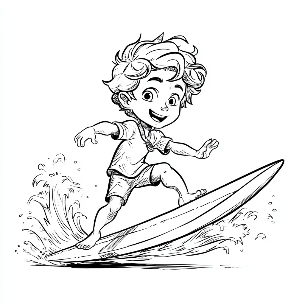 Dibujo de surfeando con alegría para colorear Dibujo de surfeando con alegría para colorear