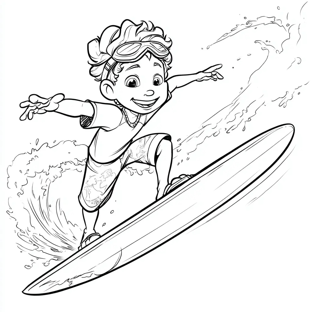 Dibujo de surfista divertido para colorear Dibujo de surfista divertido para colorear