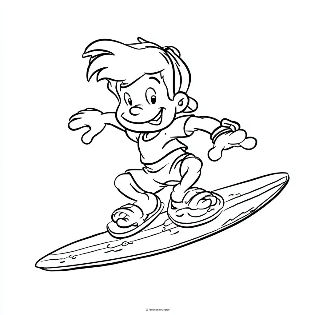 Dibujo de surfista de dibujo animado para colorear Dibujo de surfista de dibujo animado para colorear