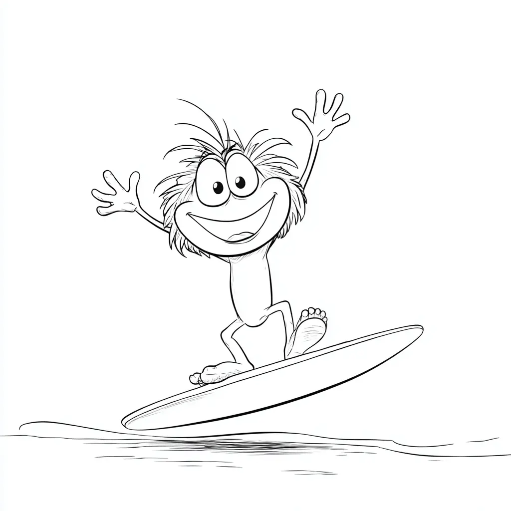 Dibujo de caricatura de surfista para colorear Dibujo de caricatura de surfista para colorear