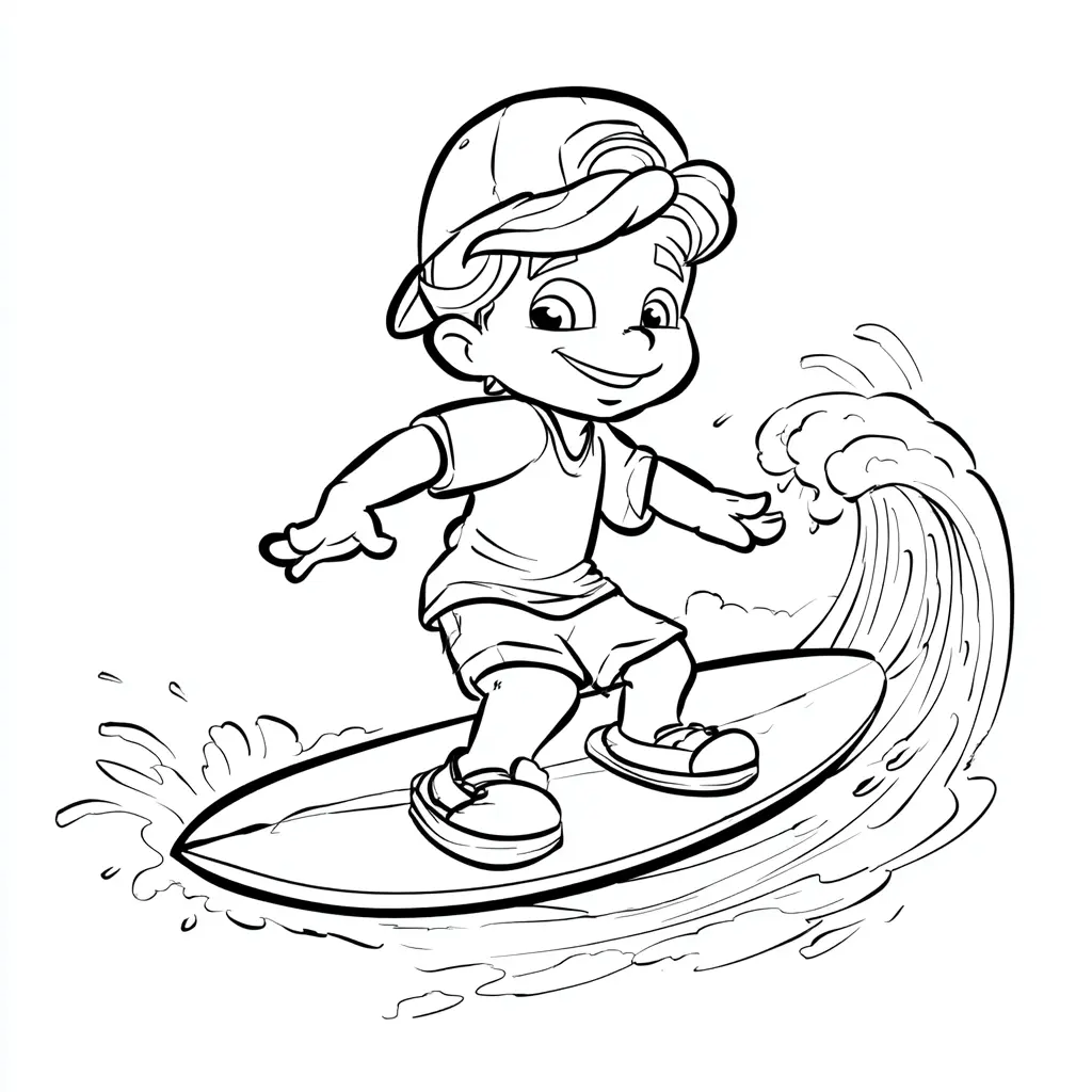 Dibujo de surf y diversión para colorear Dibujo de surf y diversión para colorear