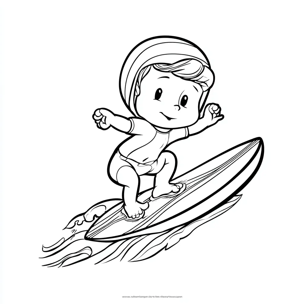 Dibujo de bebé surfista para colorear Dibujo de bebé surfista para colorear