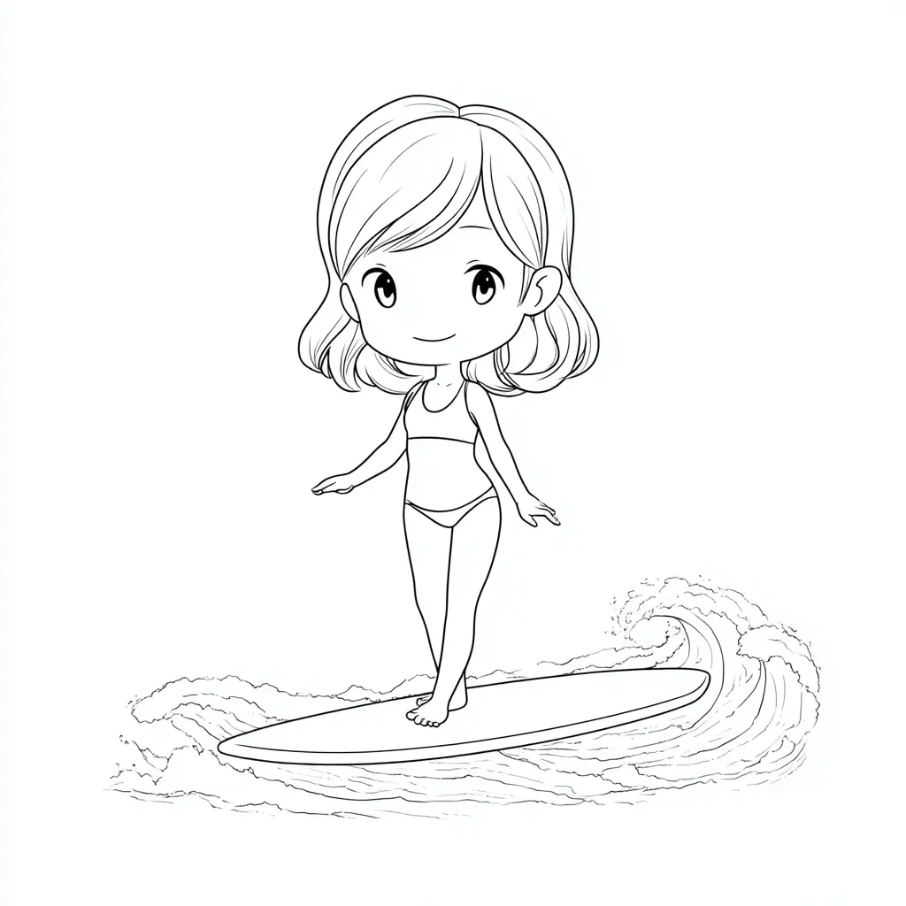Dibujo de chica surfista para colorear Dibujo de chica surfista para colorear