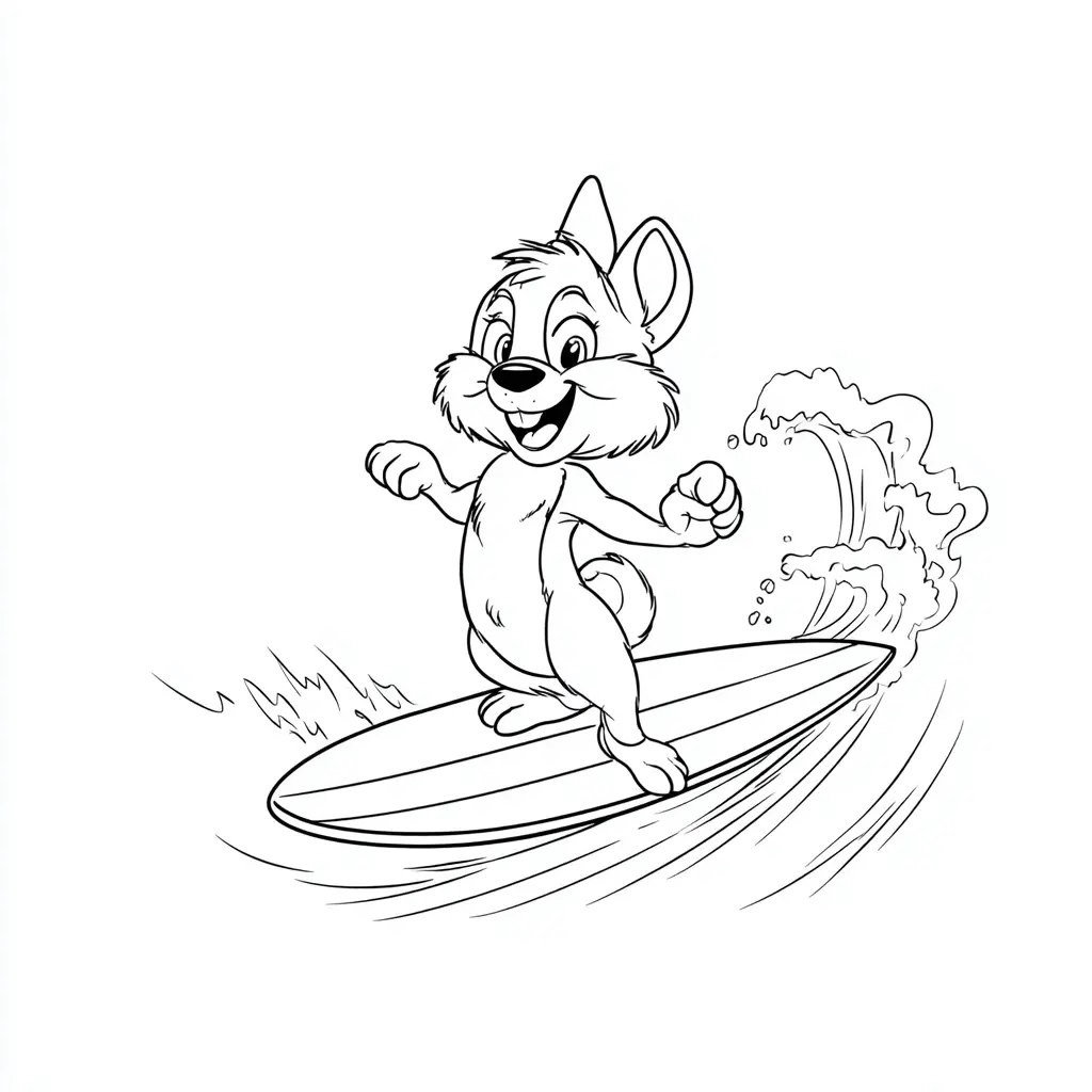 Dibujo de personaje animado surfeando para colorear Dibujo de personaje animado surfeando para colorear